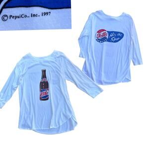 1990s Pepsi Cola Cotton Graphics Long Sleeve Tee T Shirt / Men’s Medium *